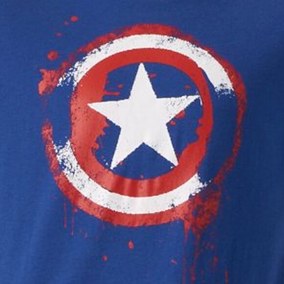 New! Captain America Pajamas 2-Piece Sleep Set T-Shirt & Fleece Pants - Picture 2 of 3